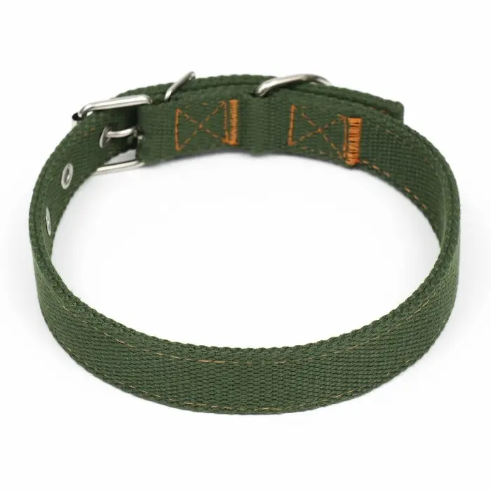 Брезентовый ошейник, 59.5&times;2.5 см, двухслойный, цвет хаки
