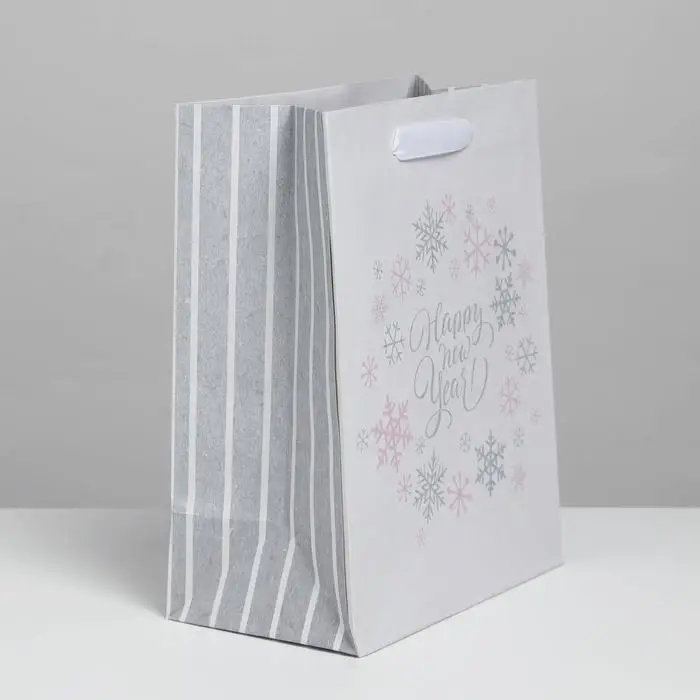 Пакет подарочный новогодний крафтовый Happy new year!, MS 18 х 23 х 10 см Пакет подарочный новогодний крафтовый Happy new year!, MS 18 х 23 х 10 см
