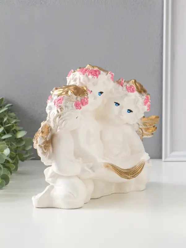 Фигура с подставкой под мелочи "Три ангела" белый, 30х23х16 см