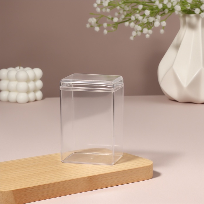 Органайзер для ватных палочек, с крышкой, 6.5×5.8×9.5 см, в пакете, прозрачный Органайзер для ватных палочек, с крышкой, 6.5×5.8×9.5 см, в пакете, прозрачный