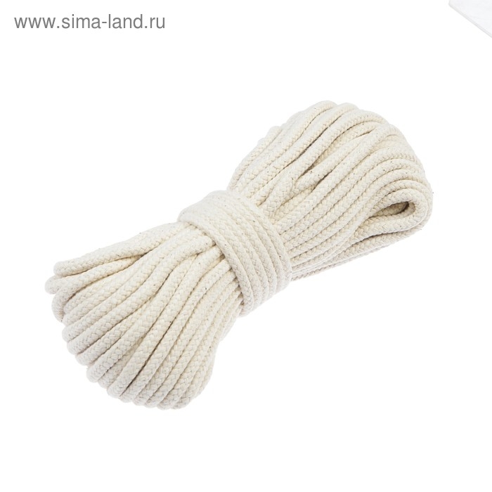 Веревка хлопковая плетеная 5.0 мм, 20 м, без покрытия Веревка хлопковая плетеная 5.0 мм, 20 м, без покрытия
