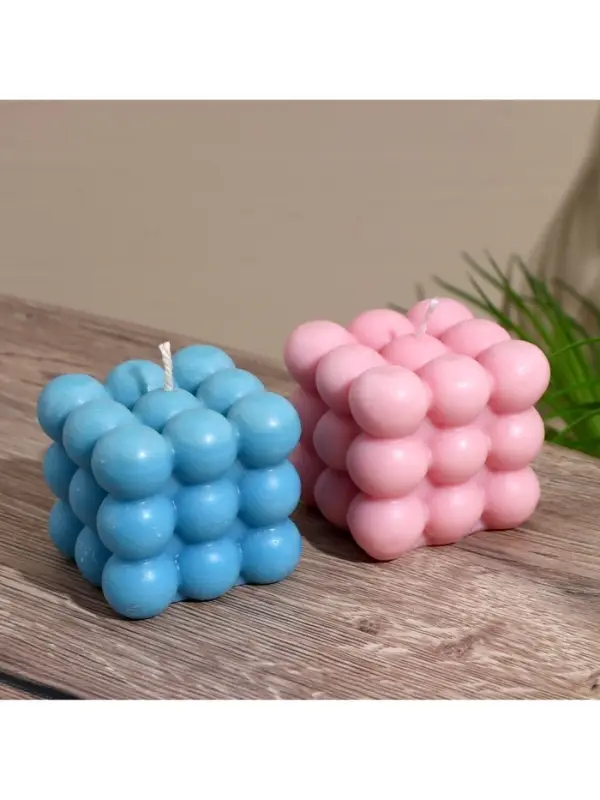 Свеча "Шарики 3 слоя" 6х6х6 см, соевый воск МИКС