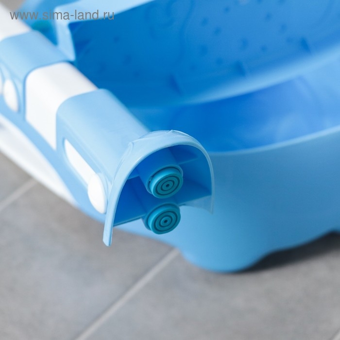 Детская накладка - сиденье на унитаз со ступенькой «Панда», с ручками, цвет голубой Детская накладка - сиденье на унитаз со ступенькой «Панда», с ручками, цвет голубой