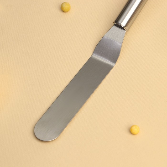 Кондитерская лопатка - палетка изогнутая Доляна, 26,5×3 см, рабочая часть 14,5 см, цвет серебристый Кондитерская лопатка - палетка изогнутая Доляна, 26,5×3 см, рабочая часть 14,5 см, цвет серебристый