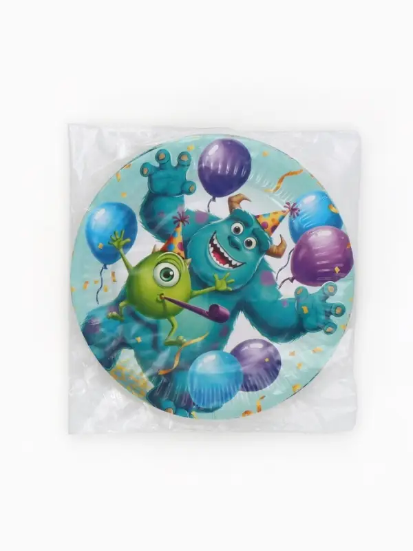 Тарелка одноразовая бумажная 18 см, Корпорация монстров