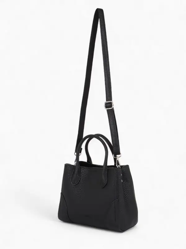 Сумка женская тоут TEXTURA на молнии, 25&times;7&times;21 см, однотонная, чёрная