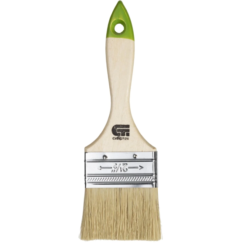 Кисть плоская 63 мм, натуральная щетина, деревянная ручка Сибртех (82264)