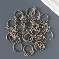 Кольцо для брелока на цепочке с карабином 6,5 см, d=2,3 см карабин 1,3 см, набор 20 шт