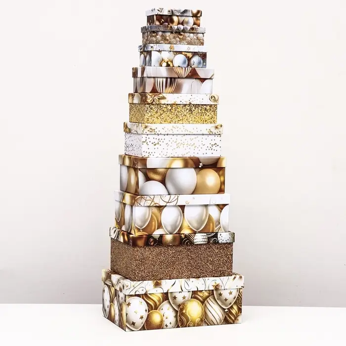 Набор подарочных коробок 10 в 1 &laquo;С днём рождения!&raquo;, 32.5&times;20&times;12.5 - 12&times;7&times;4 (&plusmn; 1) см