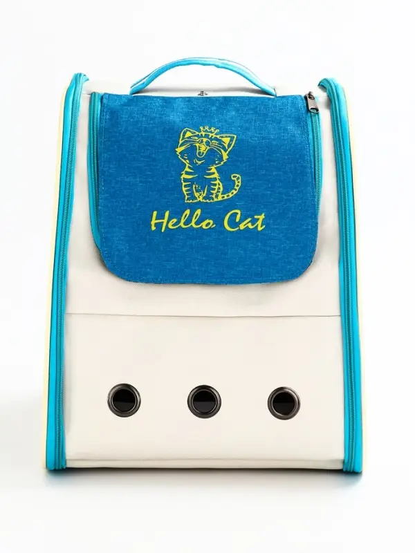 Рюкзак для переноски кошек и собак, 32&times;28&times;38 см, прозрачный, белый, синий