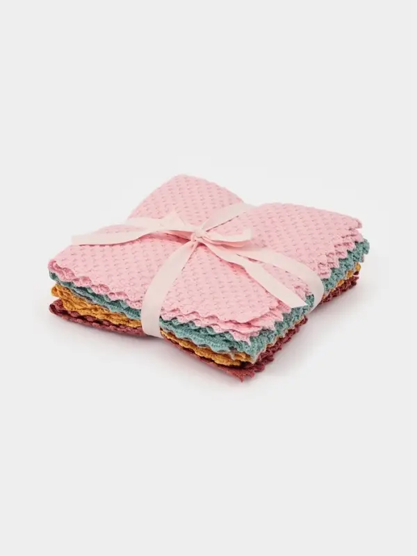 Салфетки для уборки Доляна &laquo;Бантик&raquo;, 5 шт., микрофибра, 30&times;30 см