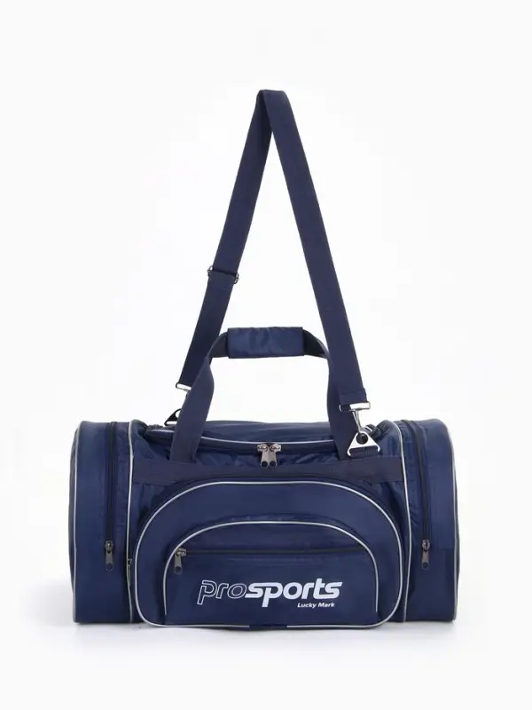 Сумка дорожная на молнии, 4 наружных кармана, длинный ремень, цвет синий Сумка дорожная на молнии, 4 наружных кармана, длинный ремень, цвет синий