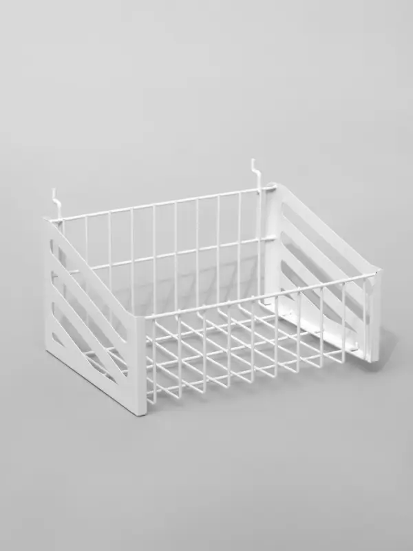 Корзина-полка на перфорацию, 26&times;19&times;13.5 см, белая