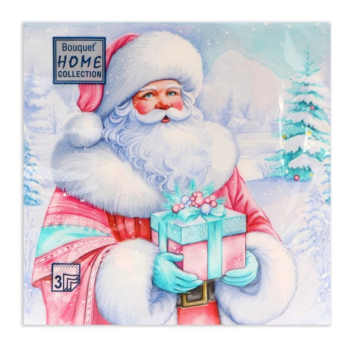 Новогодние салфетки бумажные Home Collection «Дедушка Мороз», 3 слоя, 33х33 см, 20 шт Новогодние салфетки бумажные Home Collection «Дедушка Мороз», 3 слоя, 33х33 см, 20 шт
