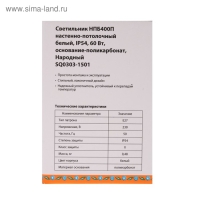 Светильник настенно-потолочный TDM НПБ400П "Народный", Е27, 60 Вт, IP54, до +130°, белый