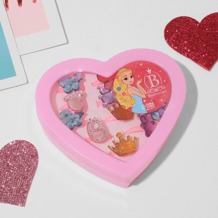 Кольца детские набор 12шт «Выбражулька» ассорти воображение, форма МИКС, цвет МИКС, б-р Кольца детские набор 12шт «Выбражулька» ассорти воображение, форма МИКС, цвет МИКС, б-р