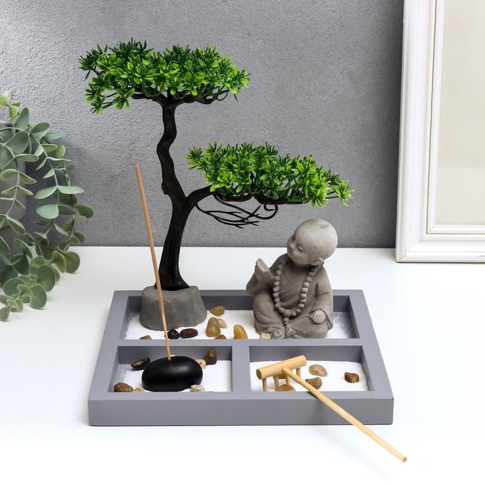 Сад Дзен  Сад Дзен "Маленький будда у дерева в саду" песок 22,5х20х19,8 см