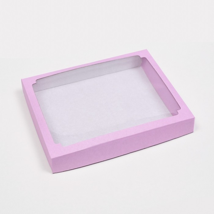 Коробка сборная, крышка-дно, с окном, сиреневая, 26 х 21 х 4 см Коробка сборная, крышка-дно, с окном, сиреневая, 26 х 21 х 4 см