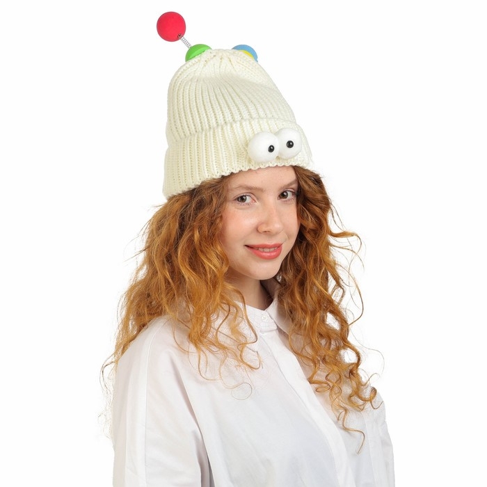 Карнавальная шапка  Карнавальная шапка "Глазастик" с рожками р-р 56-58, цвет белый