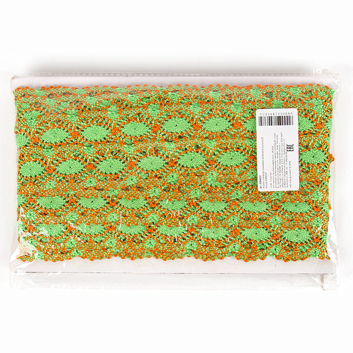 Тесьма плетёная оранжево-зелёная в рулоне 20 метров Тесьма плетёная оранжево-зелёная в рулоне 20 метров