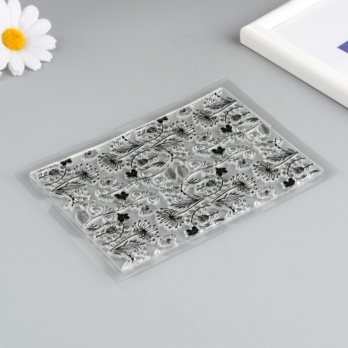 Штамп для творчества силикон Штамп для творчества силикон "Цветы хризантемы" 14,2х9,7см