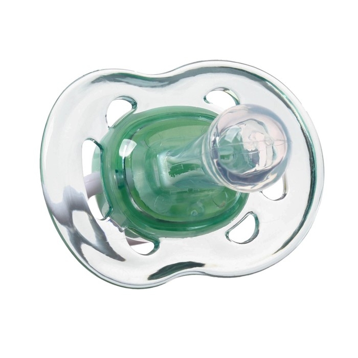 Соска - пустышка силиконовая классическая, от 6 мес., с колпачком, цвет зеленый Соска - пустышка силиконовая классическая, от 6 мес., с колпачком, цвет зеленый