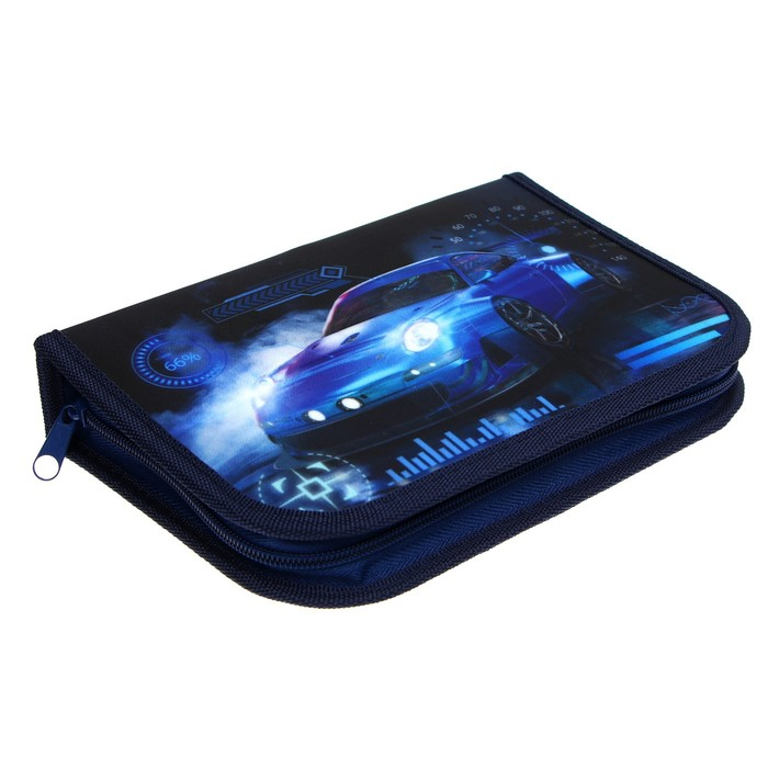 Пенал 3 секции, вкладка внутри, 140 х 210 х 40 мм, тканевый, Calligrata TOP Block Пенал 3 секции, вкладка внутри, 140 х 210 х 40 мм, тканевый, Calligrata TOP Block "Тачка неон"