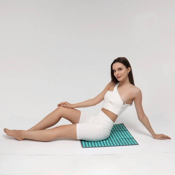 Ипликатор-коврик, основа спанбонд, 360 модулей, 56 × 62 см, цвет тёмно-серый/бирюзовый Ипликатор-коврик, основа спанбонд, 360 модулей, 56 × 62 см, цвет тёмно-серый/бирюзовый