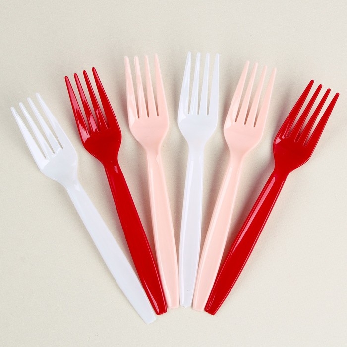 Вилки пластиковые, 6 шт., цвета МИКС Вилки пластиковые, 6 шт., цвета МИКС