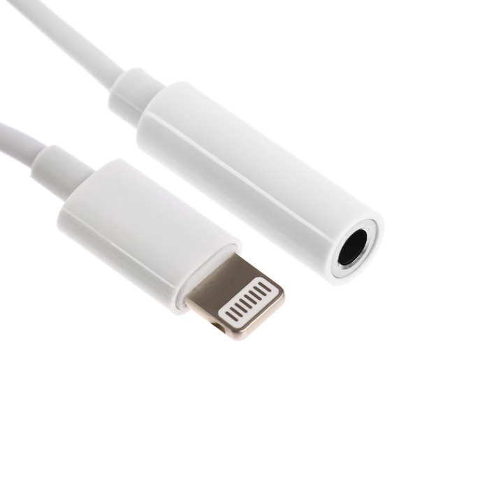 Переходник  Lightning на Jack 3.5, музыка + гарнитура, BT, белый Переходник  Lightning на Jack 3.5, музыка + гарнитура, BT, белый