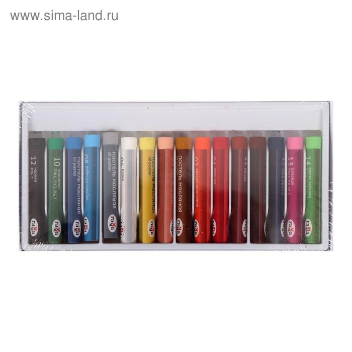 Пастель масляная, набор 16 цветов, Гамма Пастель масляная, набор 16 цветов, Гамма "Студия", d-8мм, l-65мм, в картонной коробке