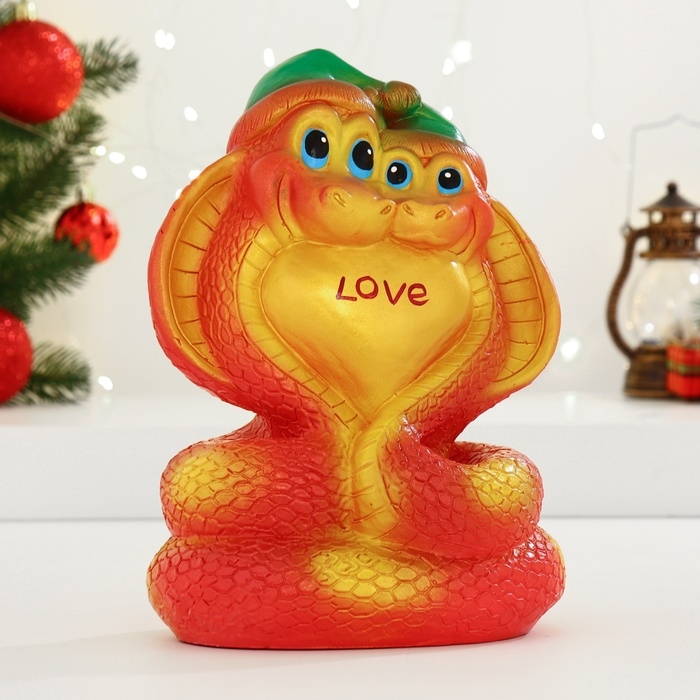 Новый год. Символ 2025. Копилка Новый год. Символ 2025. Копилка "Змеи с сердцем" красная, 24см