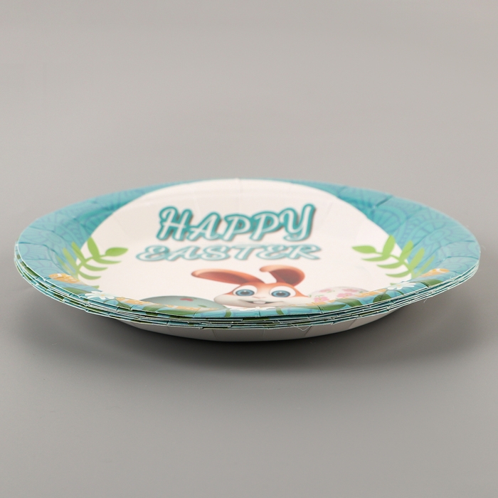 Тарелки бумажные «Светлой Пасхи» с зайкой, 6 шт. Тарелки бумажные «Светлой Пасхи» с зайкой, 6 шт.