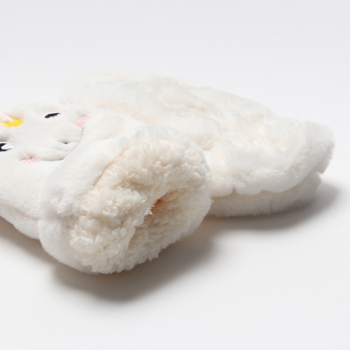 Варежки подростковые на иск.меху MINAKU Корона 19 см молочный