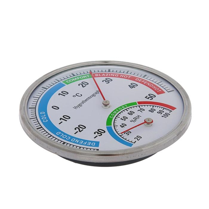 Термометр уличный, механический, гигрометр, круглый, металл Термометр уличный, механический, гигрометр, круглый, металл