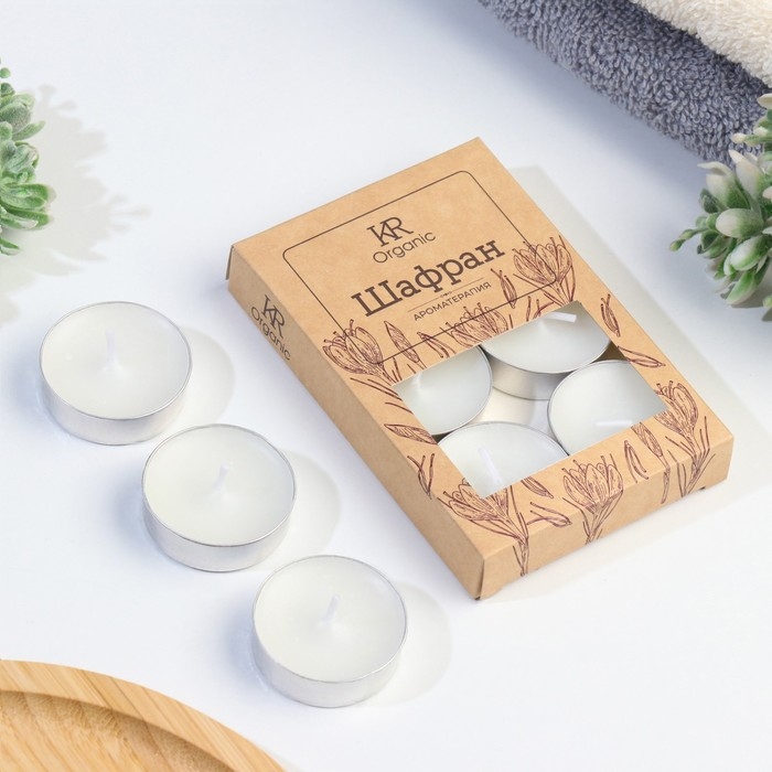 Свеча чайная ароматическая 6 шт.в под.коробке,  Свеча чайная ароматическая 6 шт.в под.коробке, "Шафран"
