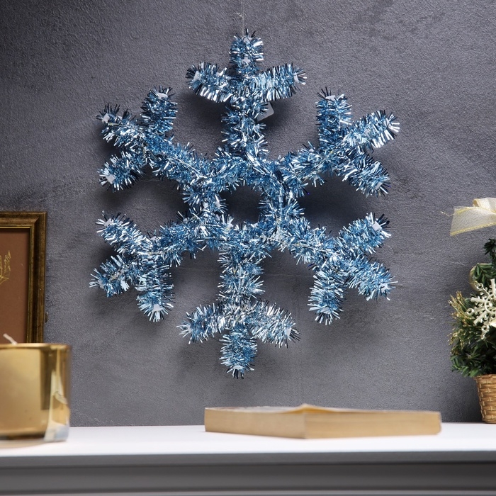 Фигура из мишуры  Фигура из мишуры "Снежинка голубая" 32х2 см, 20 LED, AG10х3 (в компл), Т/БЕЛЫЙ
