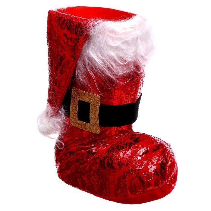 Новый год! Конфетница «Сапожок», с колпачком, цвет красный Новый год! Конфетница «Сапожок», с колпачком, цвет красный