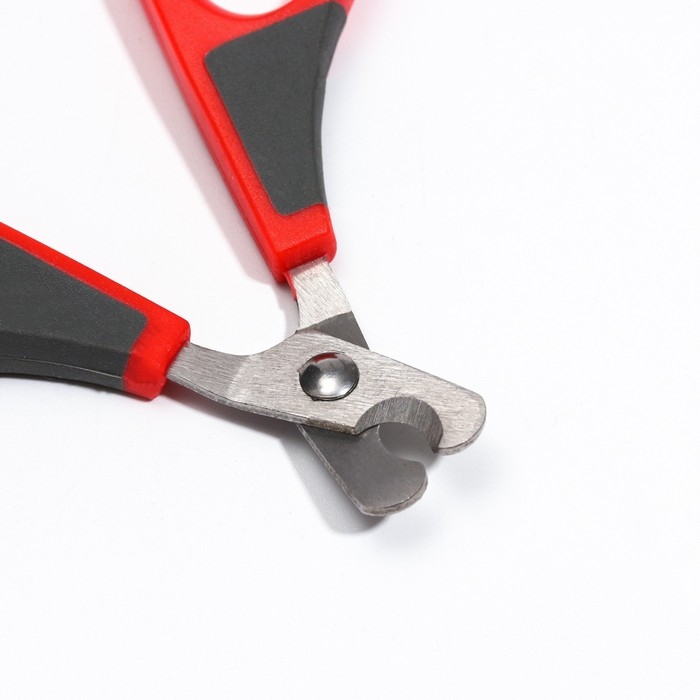 Ножницы-когтерезы изогнутые, отверстие 7 мм, бордовые с серым Ножницы-когтерезы изогнутые, отверстие 7 мм, бордовые с серым