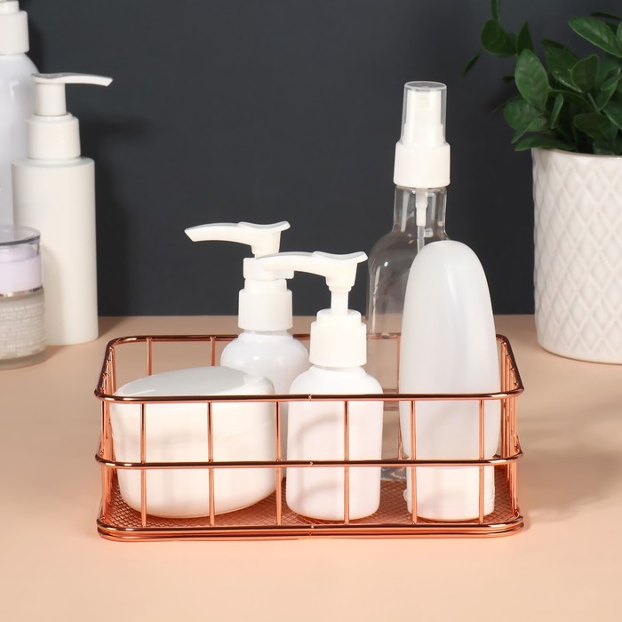 Органайзер для хранения косметических принадлежностей &laquo;РАФАЭЛЬ&raquo;, 17 &times; 12 &times; 5,7 см, цвет бронзовый