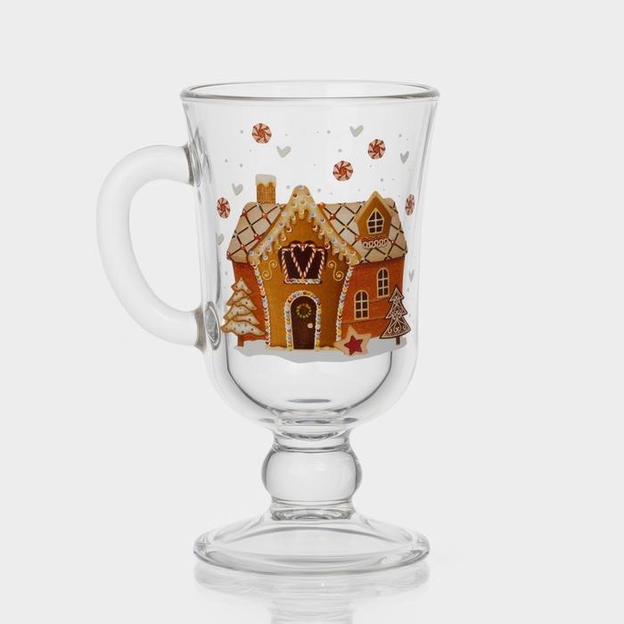 Кружка стеклянная для глинтвейна «Пряничный домик», 200 мл Кружка стеклянная для глинтвейна «Пряничный домик», 200 мл