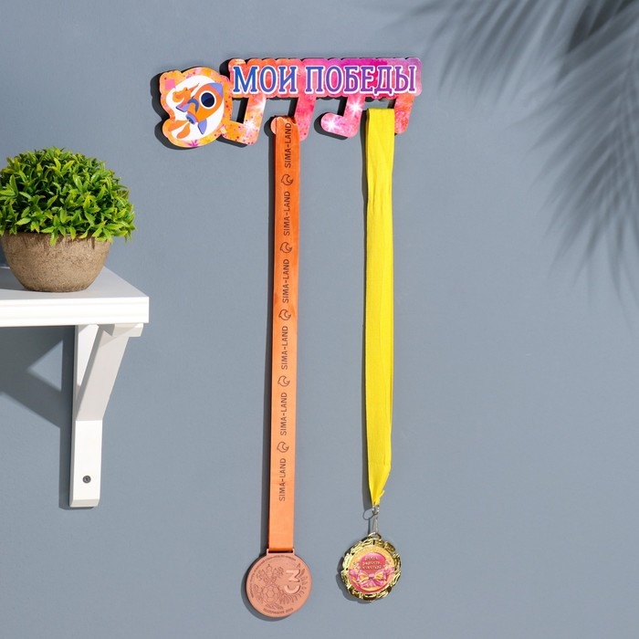 Медальница с наклейкой  Медальница с наклейкой "Мои победы" 26х12х0,6 см