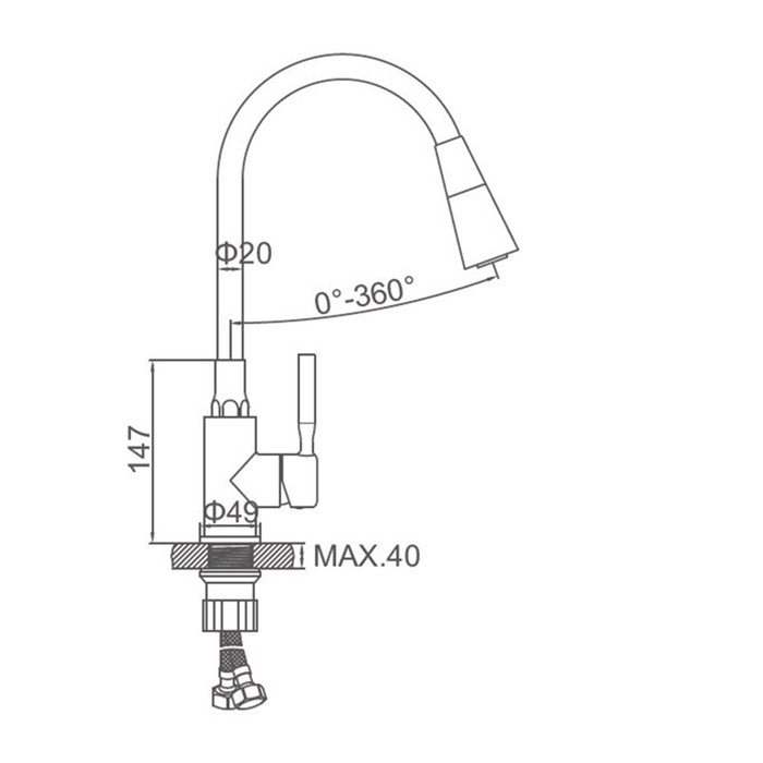 Смеситель для кухни Accoona A9890N-1, однорычажный, силиконовый излив, красный/хром Смеситель для кухни Accoona A9890N-1, однорычажный, силиконовый излив, красный/хром