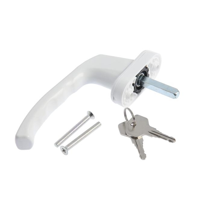 Ручка с замком, металл. 37мм WH038 Ral 9016, белая Ручка с замком, металл. 37мм WH038 Ral 9016, белая