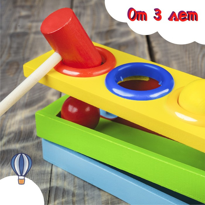 Стучалка на прямоугольном основании с 4 шариками, спуском и молоточком Стучалка на прямоугольном основании с 4 шариками, спуском и молоточком