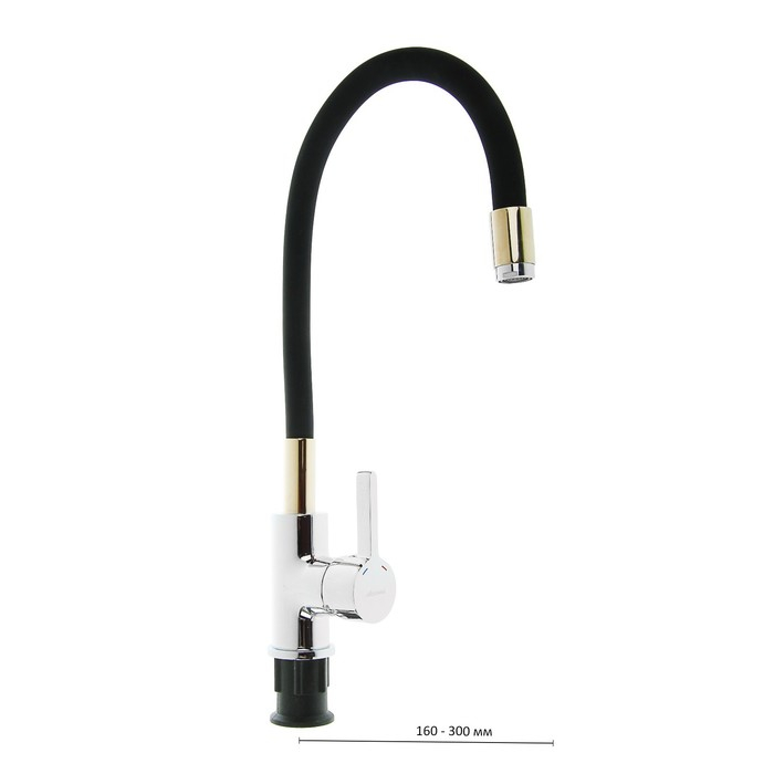 Cмеситель для кухни Accoona А9890F, однорычажный, силиконовый излив, черный/хром Cмеситель для кухни Accoona А9890F, однорычажный, силиконовый излив, черный/хром