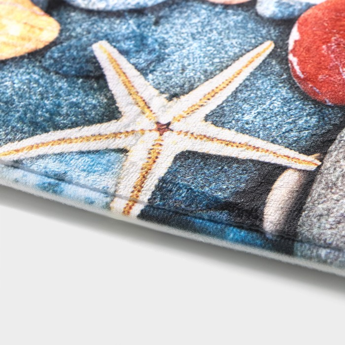 Коврик для ванной и туалета Доляна «Ракушки на камушках», 45×75 см