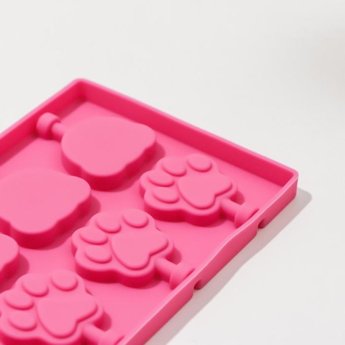 Форма для леденцов Доляна «Мишка», силикон, 25×10,5×1 см, 12 ячеек (3×3,3 см), с палочками, цвет МИКС Форма для леденцов Доляна «Мишка», силикон, 25×10,5×1 см, 12 ячеек (3×3,3 см), с палочками, цвет МИКС