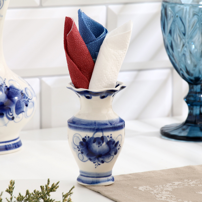 Салфетница Салфетница "Вазочка", малая, гжель, фарфор