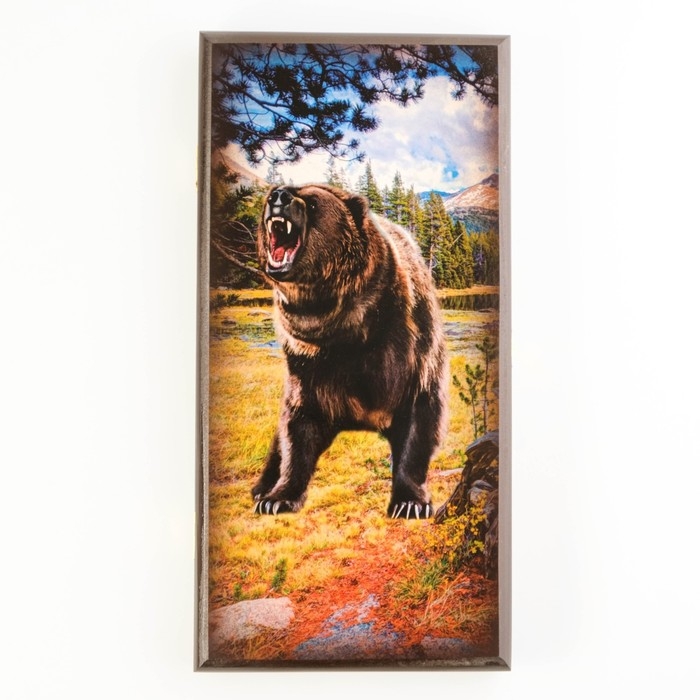 Нарды деревянные большие, настольная игра Нарды деревянные большие, настольная игра "Хозяин тайги", 40 x 40 см, с шашками